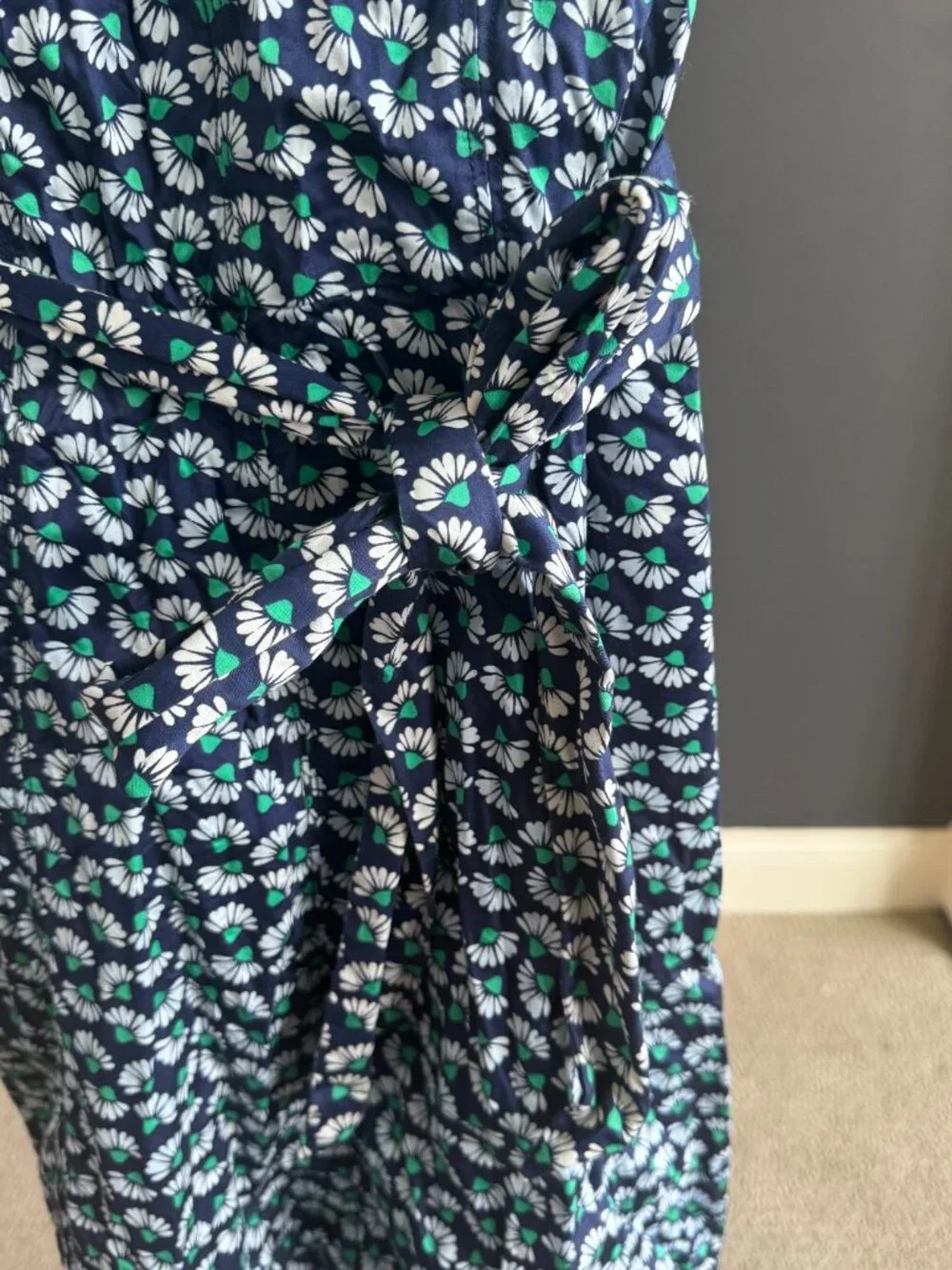 Boden Navy Daisy Ruched Jersey Dress US 6